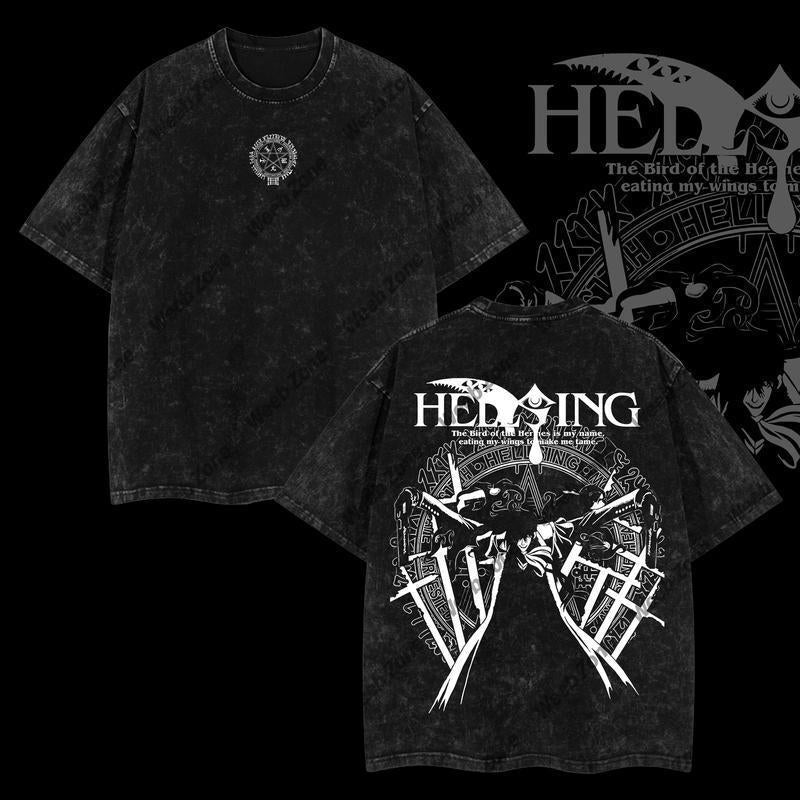 [HOT] Limited Edition Alucard Hellsing Hand Signs Ver.2 Anime Double Printed Oversize Lightweight Acid Washed Tee Gift For anime lover shirt  Heavyweight Cotton T-Shirts